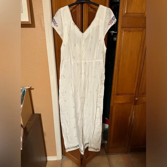 Anthropologie Cream Floral Embroidered Dress - Picture 16 of 16